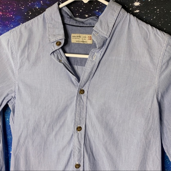 Zara Boys- Long Sleeve Blue Button Down size 7/8 - Picture 3 of 9